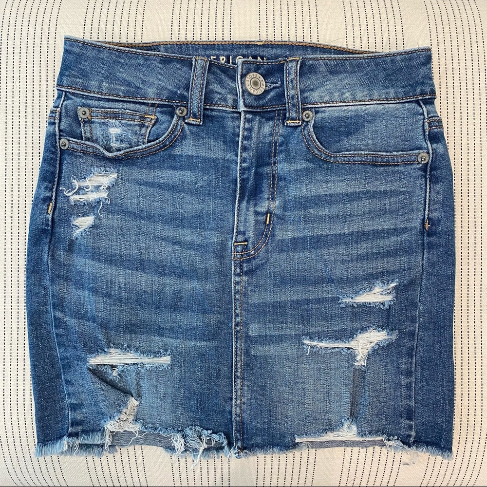 American Eagle Women’s Distressed Denim Mini Skirt